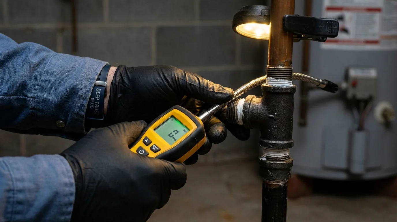 Gas leak detection with electronic sniffer by Johns Plumbing LLC in Rayne
