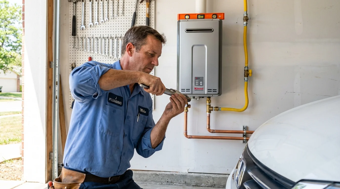 Tankless water heater installation by a Johns Plumbing LLC plumber in Rayne
